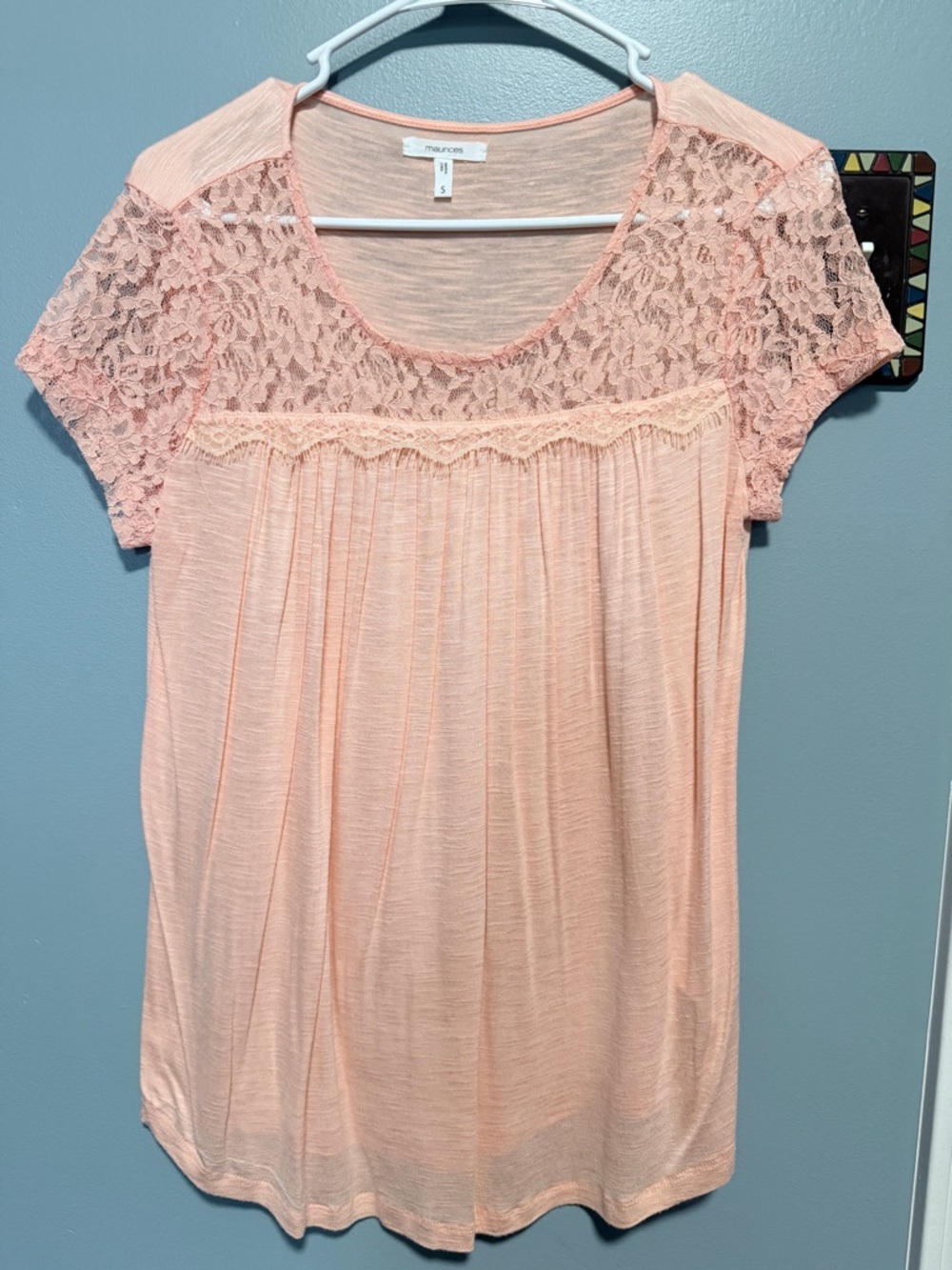 Maurices Pink Lace Sleeve Top